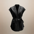 Women’s Sleeveless Belted Faux-Leather Vest