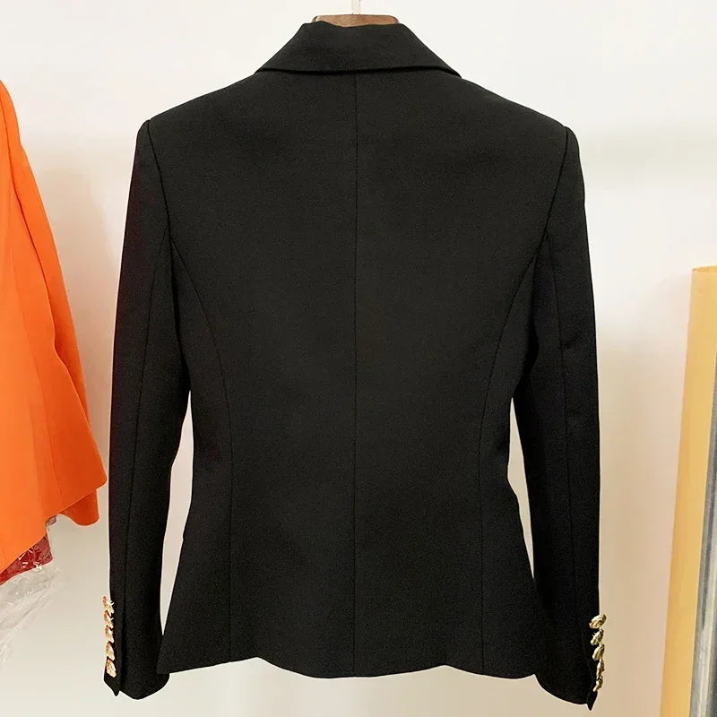 Women's Classic Double Breasted Metal Lion Buttons Blazer Outer Size S-5XL