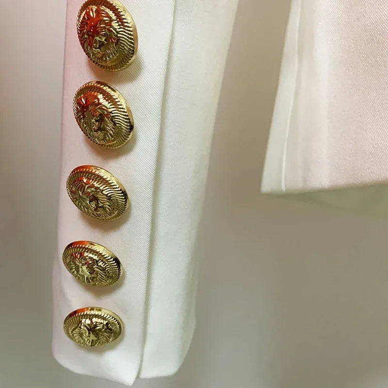 Women's Classic Double Breasted Metal Lion Buttons Blazer Outer Size S-5XL