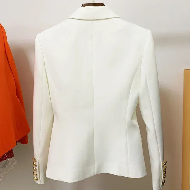 Women's Classic Double Breasted Metal Lion Buttons Blazer Outer Size S-5XL