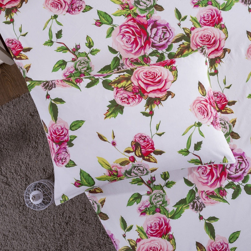 DaDa Bedding Romantic Roses Floral Bed in a Bag Set - Pink Cottage Bedding