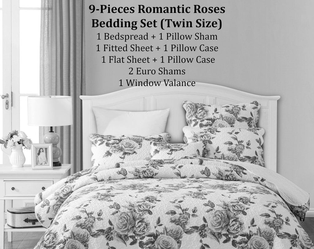 DaDa Bedding Romantic Roses Floral Bed in a Bag Set - Pink Cottage Bedding