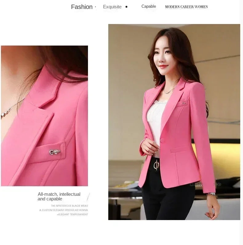 Women's Fit and Tailored Blazer Jacket for Spring and Autumn Casual Business