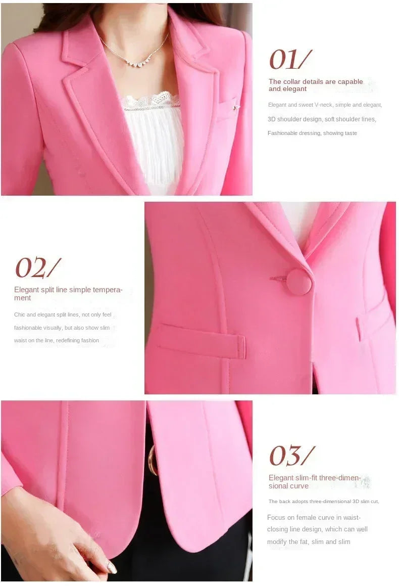 Women's Fit and Tailored Blazer Jacket for Spring and Autumn Casual Business