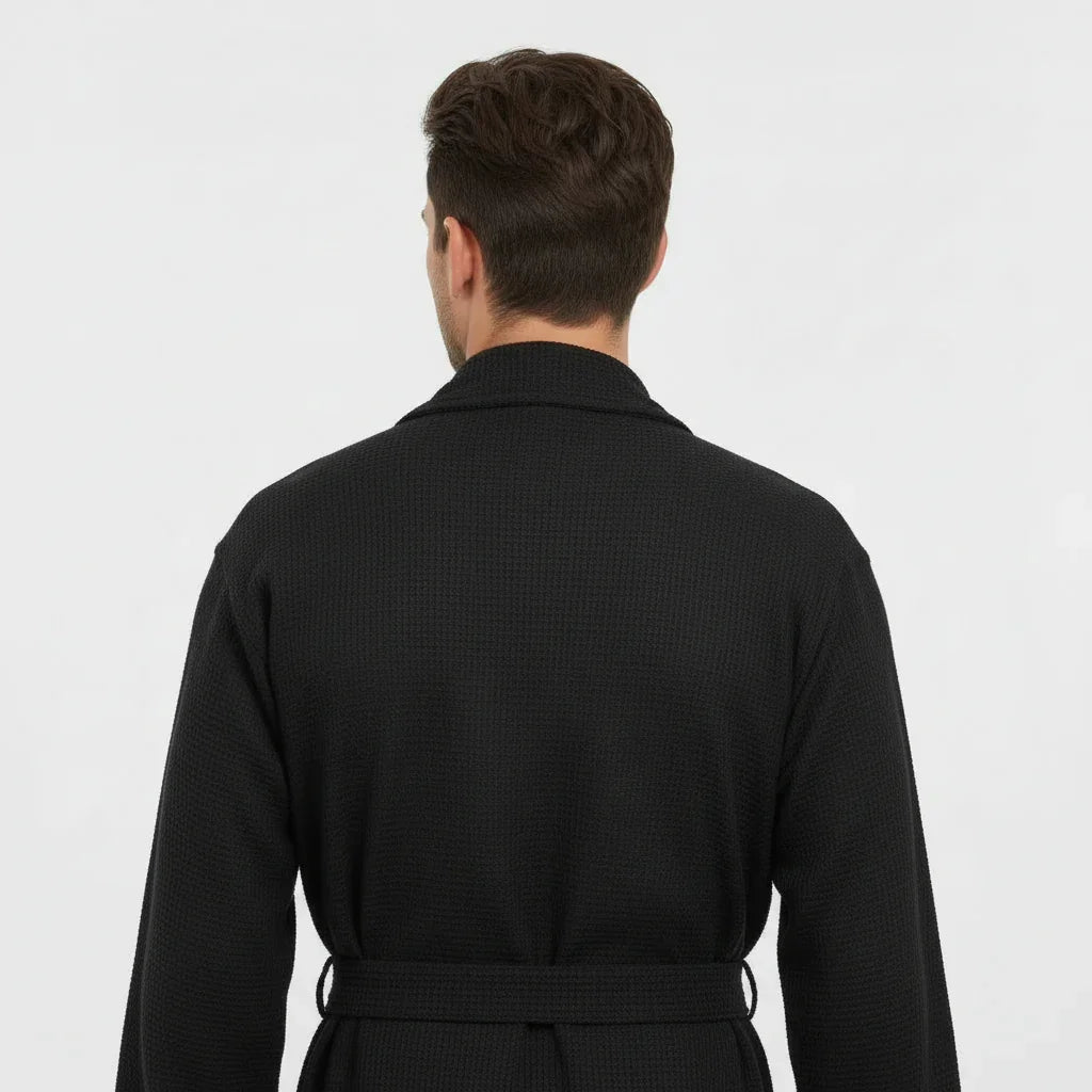 Waffle Spa Bathrobe for Men -  Absorbent, Lightweight