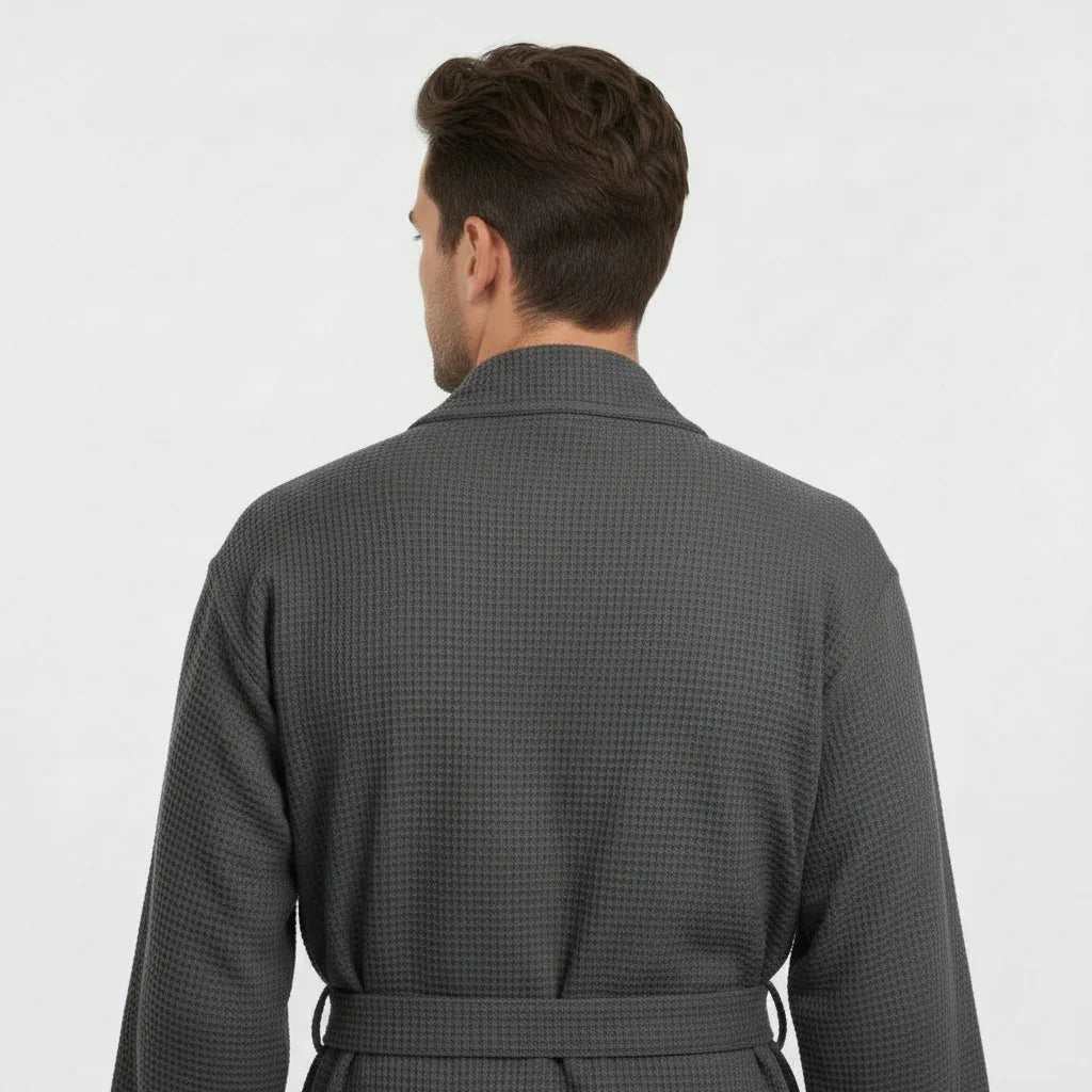 Waffle Spa Bathrobe for Men -  Absorbent, Lightweight