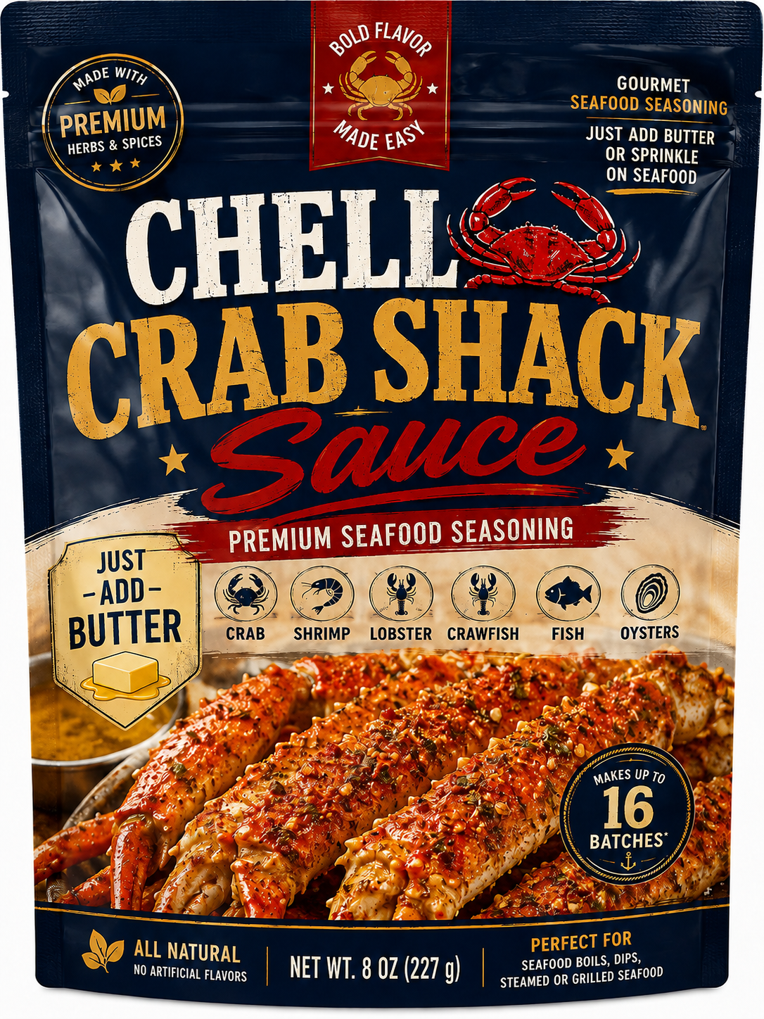 Chell Crab Shack Sauce 8 oz seafood seasoning pouch