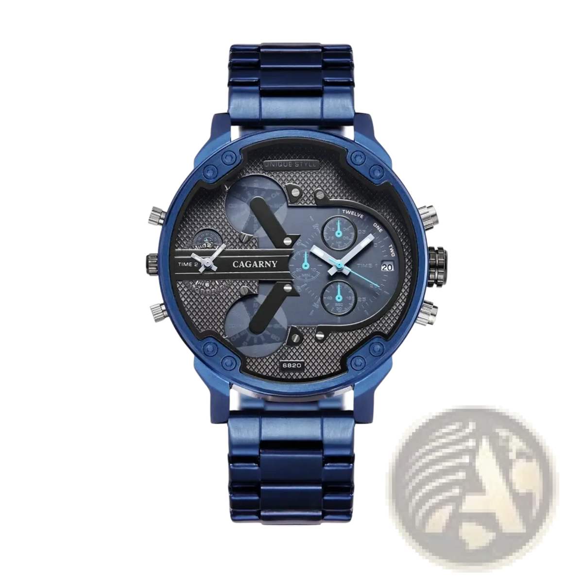 Dual Time Luxury Steel Quartz Mens Watch