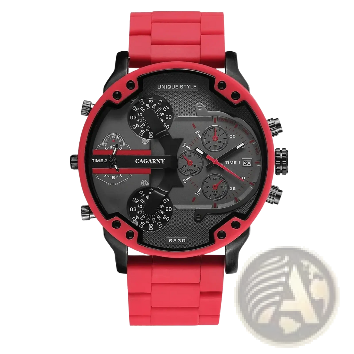 Dual Time Luxury Steel Quartz Mens Watch